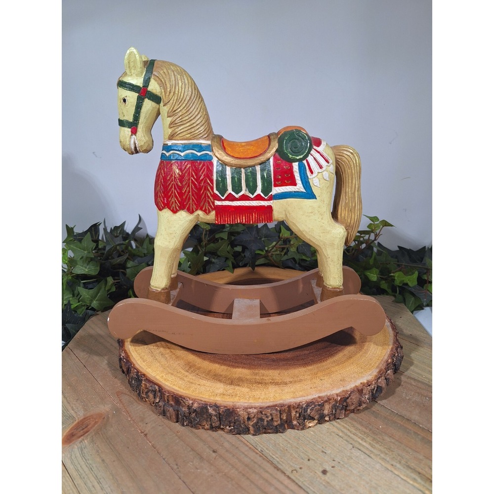 Small Wooden Doll Rocking Horse - Painted